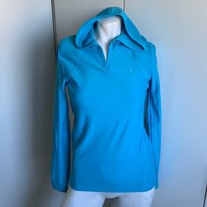 Under Armour Coldgear blue hooded stretch long sleeve T-shirt